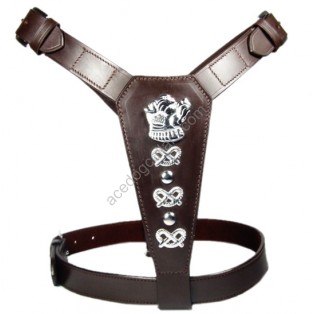 Extra Large brown LEATHER DOG HARNESS